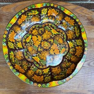 Vintage Daher Decorated Ware Tin Floral Platter Made In England 70s